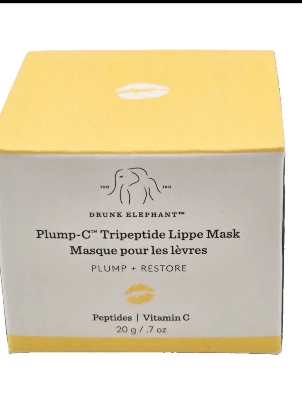 DRUNK ELEPHANT Plump-C Tripeptide Lippe Vit C Mask 0.7oz/20g NIB Cruelty Free